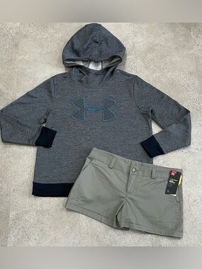 Womens UNDER ARMOUR Shorts & Hoodie Sweatshirt, sz 10….1 NWT
